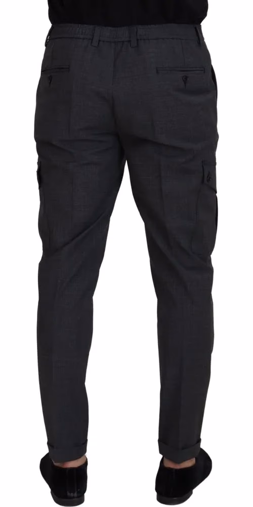 Dolce & Gabbana Gray Checked Cargo Trousers Stretch Pants