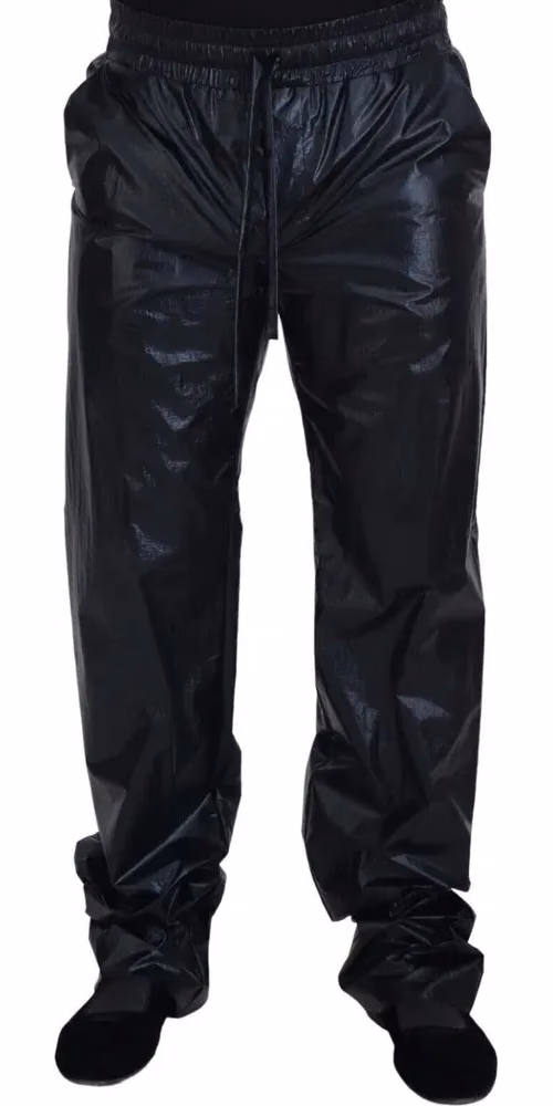 Dolce & Gabbana Black Shining Drawstring Trouser Nylon Pants