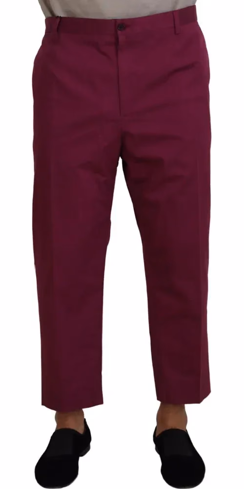 Dolce & Gabbana Magenta Cotton DG Logo Pocket Trouser Pants