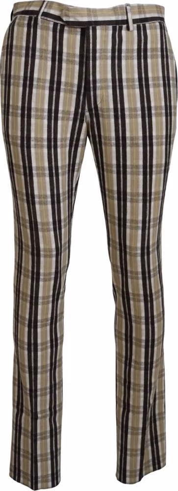 BENCIVENGA Multicolor Checkered Cotton Straight Fit Men Pants