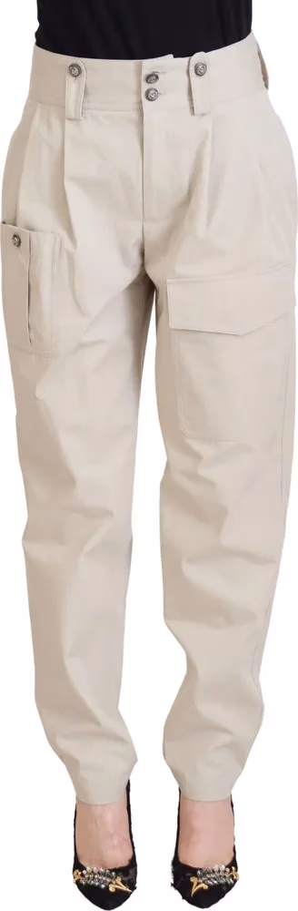 Dolce & Gabbana Beige High Waist Women Pants