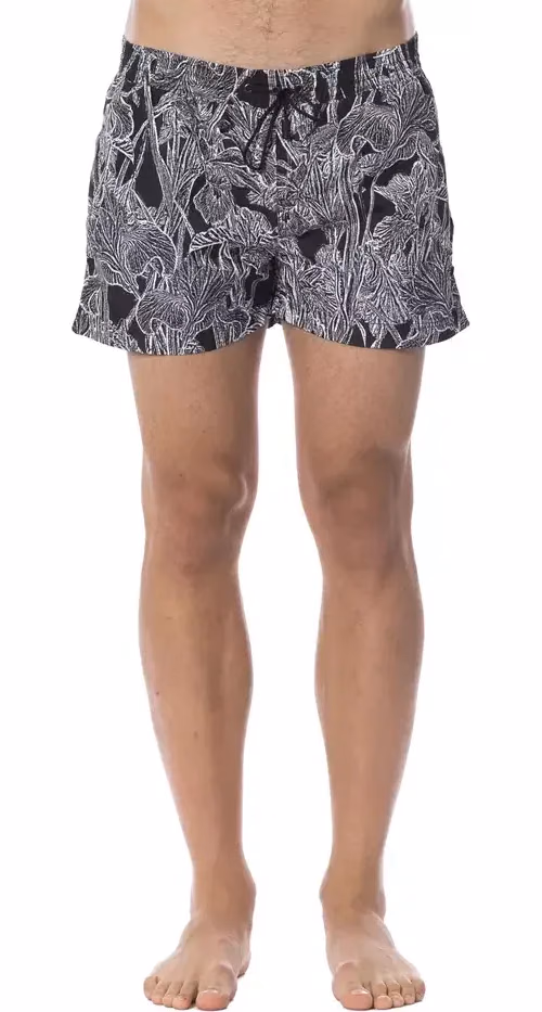 Roberto Cavalli Sport Black Polyester Men's Swimwear