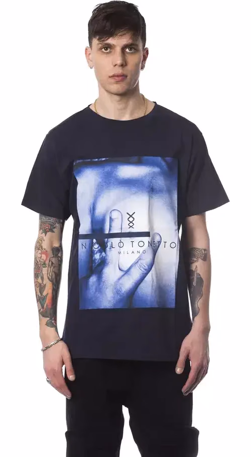 Nicolo Tonetto Blue Cotton Men T-Shirt