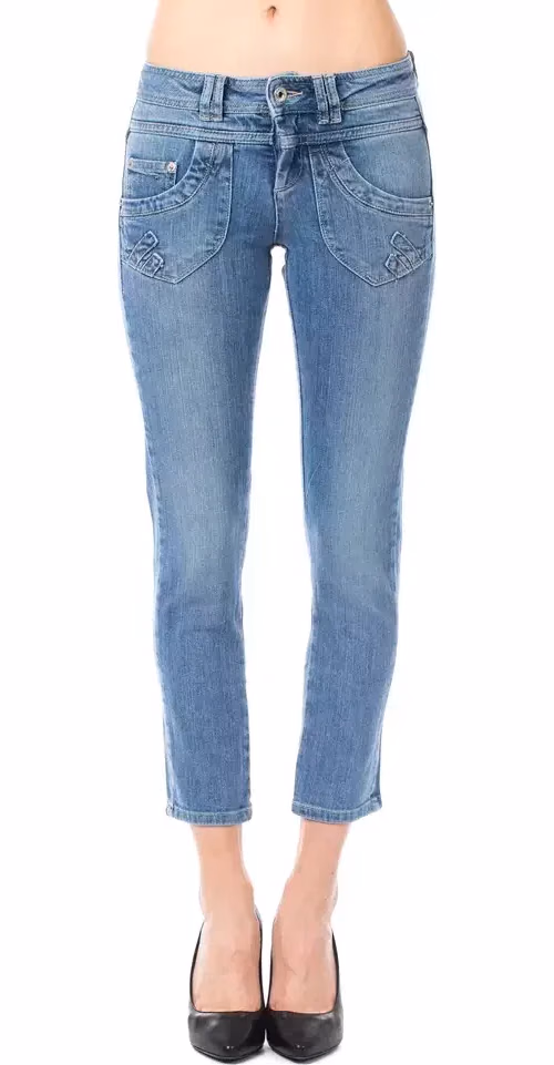 Ungaro Fever Light Blue Cotton Women Capri Jeans