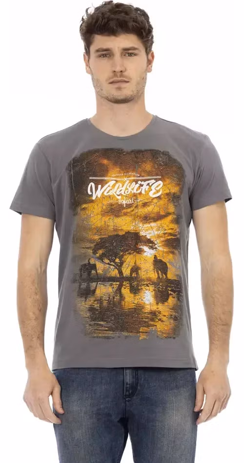 Trussardi Action Gray Cotton Men T-Shirt