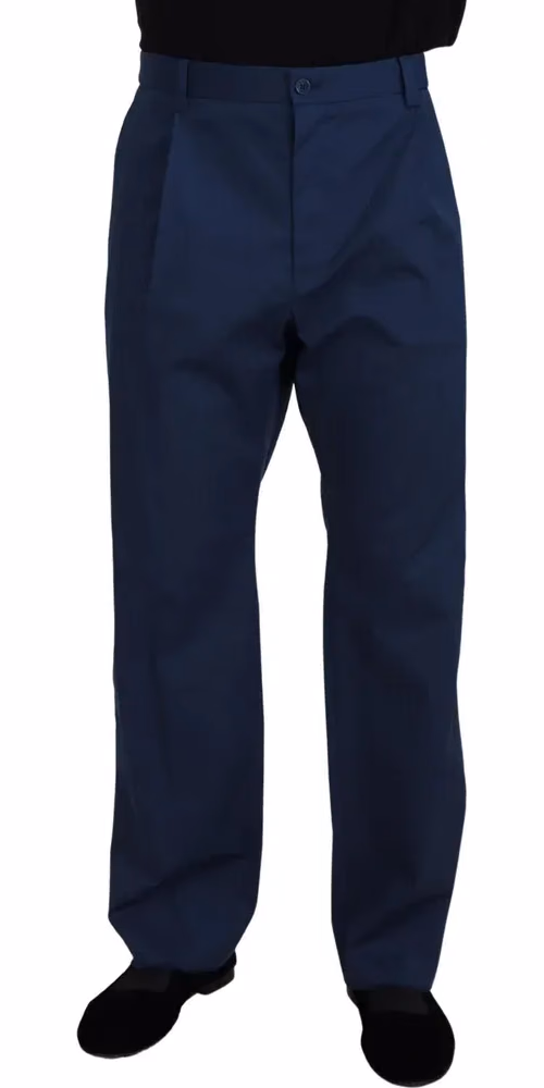 Dolce & Gabbana Blue Cotton Straight Fit Pants