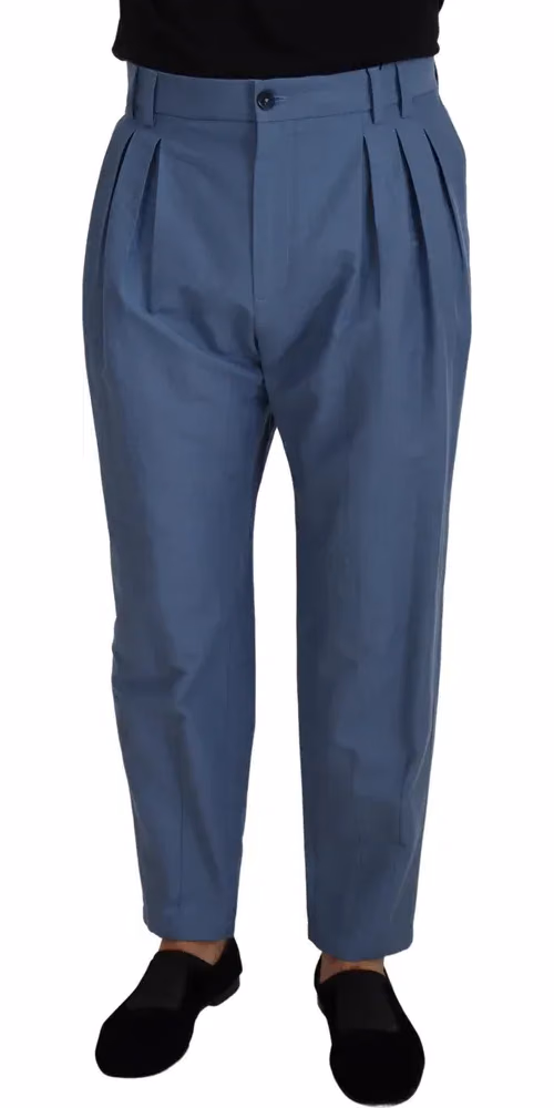 Dolce & Gabbana Blue Linen Chino Formal Pants