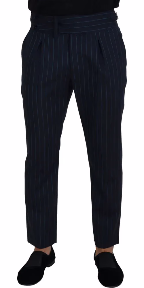 Dolce & Gabbana Blue Striped Men Formal Pants