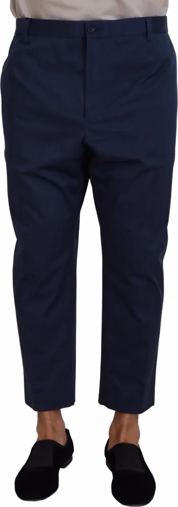 Dolce & Gabbana Blue Cotton Men Cropped Pants