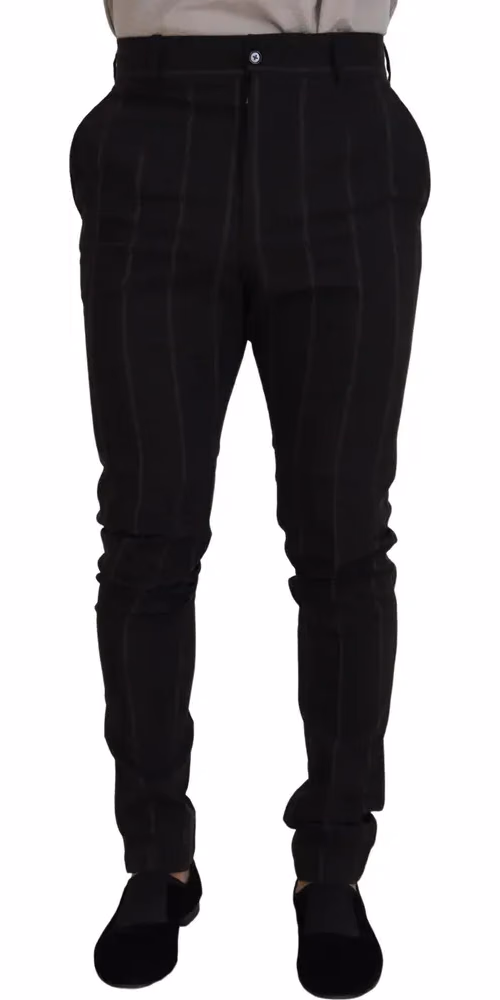 Dolce & Gabbana Black Wool Chino Formal Men Pants