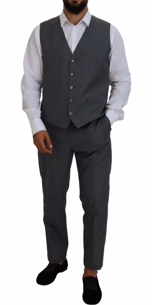 Dolce & Gabbana Gray MARTINI 3 Piece Slim Fit Suit