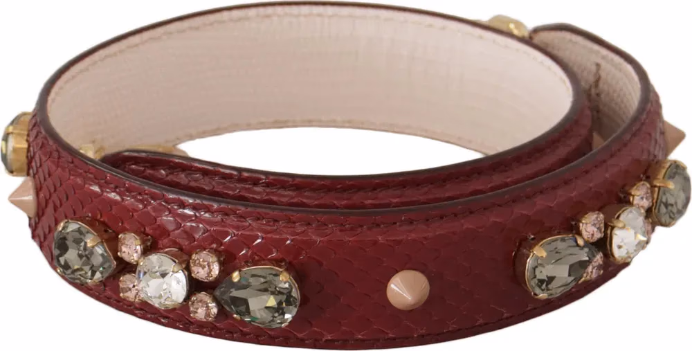 Dolce & Gabbana Bordeaux Leather Crystals Bag Shoulder Strap