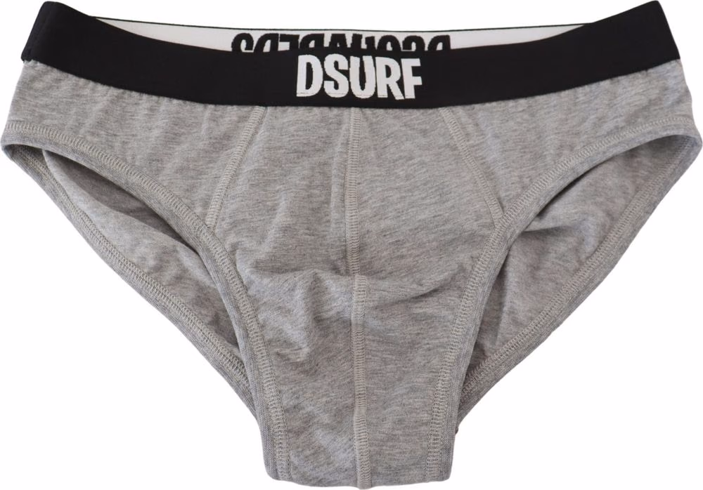 Dsquared² Gray DSURF Logo Cotton Stretch Men Brief Underwear