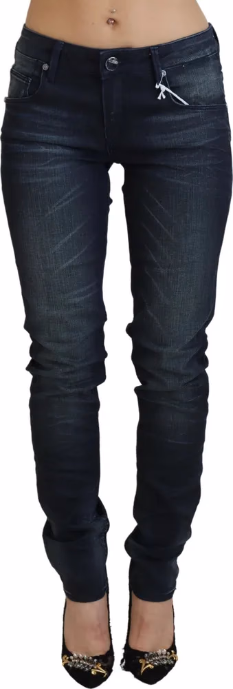 Acht Blue Washed Low Waist Slim Fit Cotton Denim Jeans