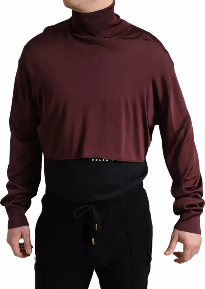 Dolce & Gabbana Maroon Viscose Turtleneck Pullover Sweater