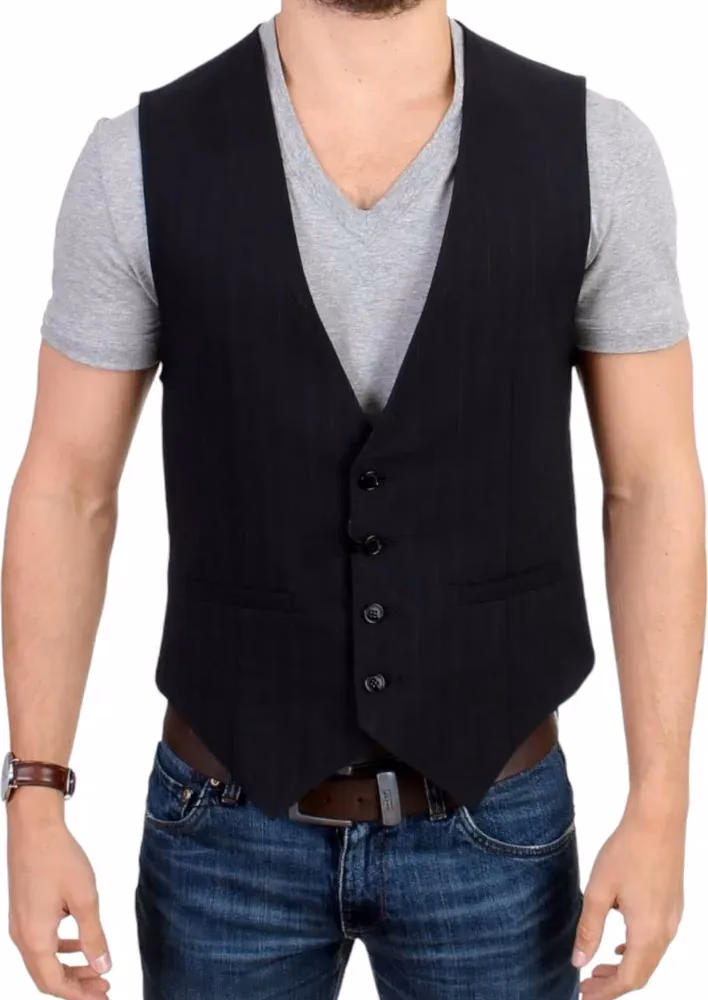 Costume National Black striped cotton casual vest