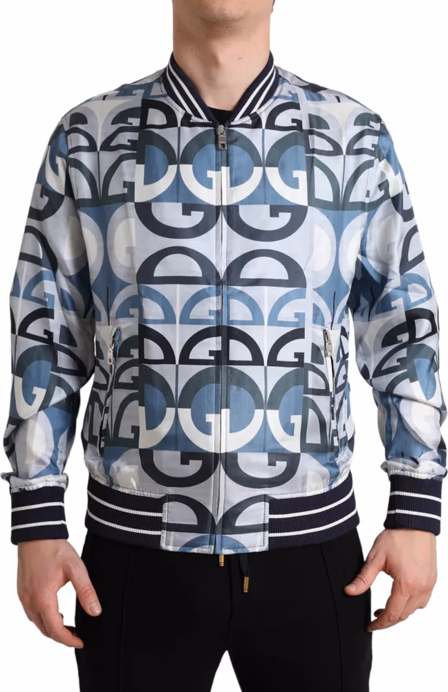 Dolce & Gabbana Multicolor Logo Print Bomber Blouson Jacket
