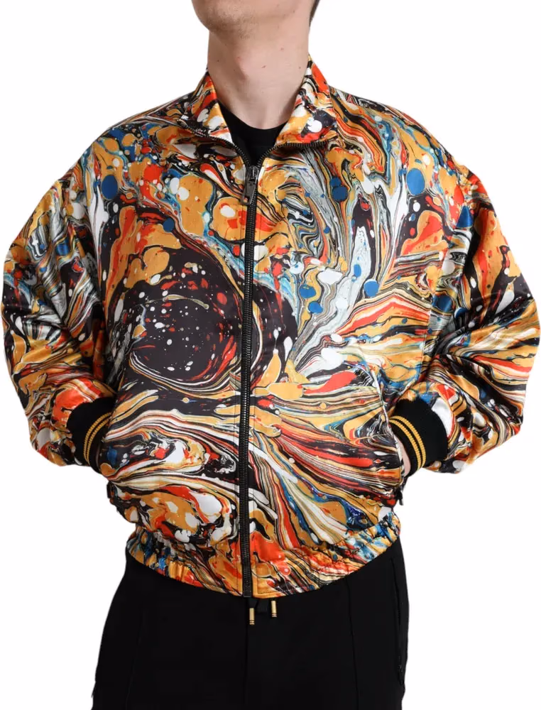 Dolce & Gabbana Multicolor Abstract Polyester Bomber Jacket