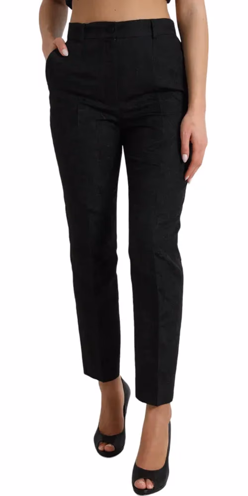 Dolce & Gabbana Black Polyester High Waist Tapered Pants