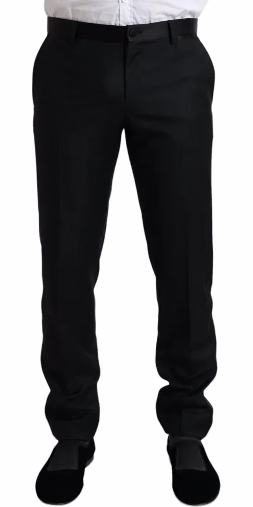 Dolce & Gabbana Black Wool Slim Fit Formal Trouser Dress Pants