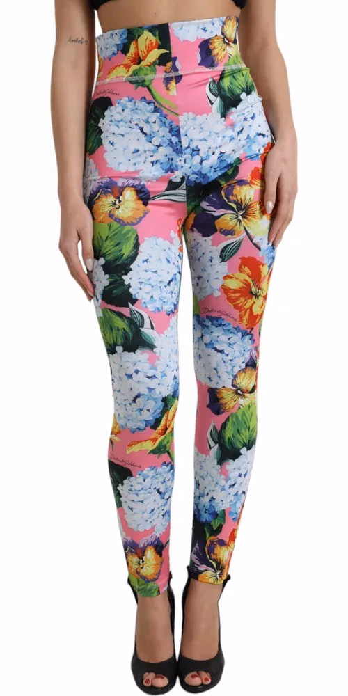 Dolce & Gabbana Multicolor Floral High Waist Leggings Pants