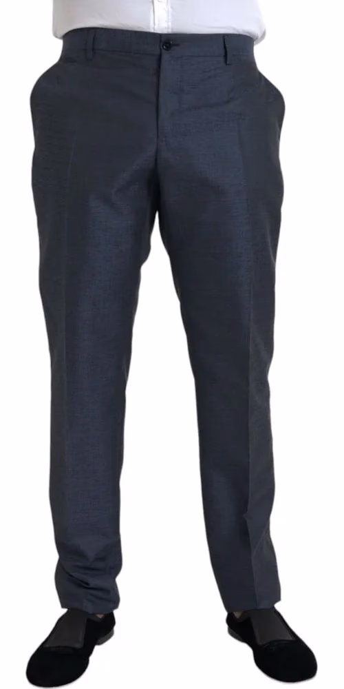 Dolce & Gabbana Blue Wool Men Skinny Dress Pants