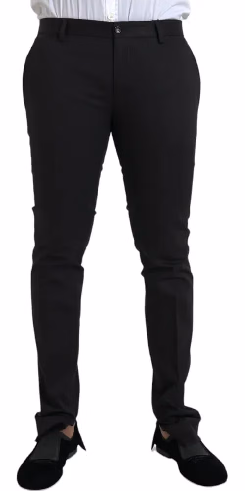 Dolce & Gabbana Black Cotton Stretch Skinny Dress Pants