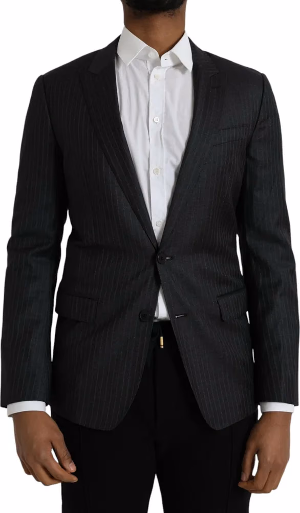Dolce & Gabbana Black Stripe MARTINI Single Breasted Coat Blazer