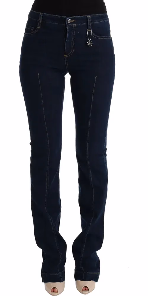 Costume National Blue Cotton Bootcut Flared Jeans