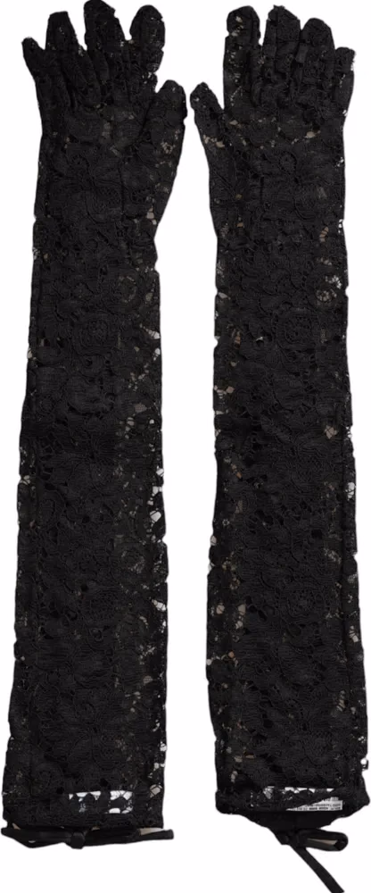 Dolce & Gabbana Black Taormina Lace Elbow Length Gloves