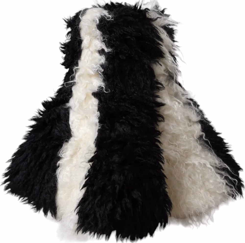 Dolce & Gabbana Black White Stripes Mohair Fur Bucket Hat