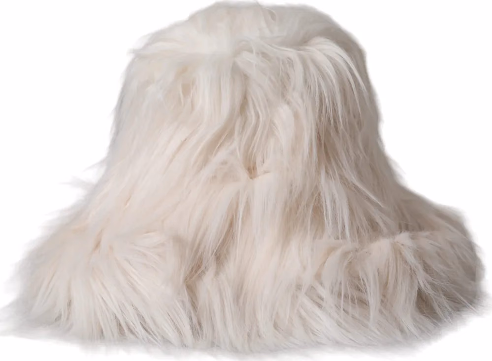 Dolce & Gabbana Off White Acrylic Fur Womens Bucket Hat