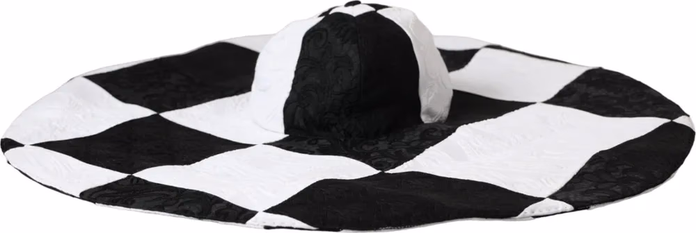 Dolce & Gabbana Black White Checkered Wide Brim Floppy Hat