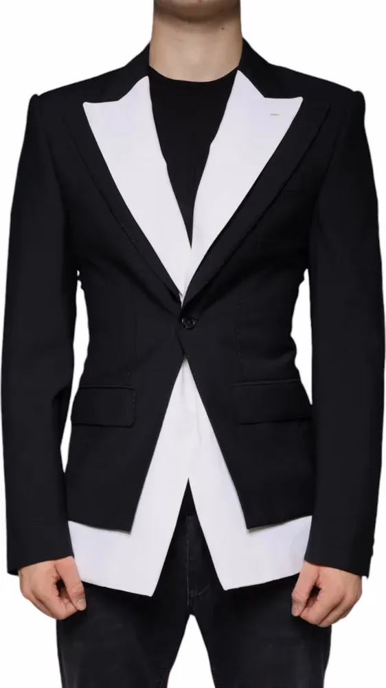 Dolce & Gabbana Black White Single Breasted Dress Blazer