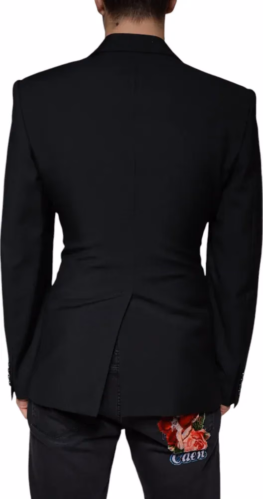Dolce & Gabbana Dark Gray White Single Breasted Dress Blazer