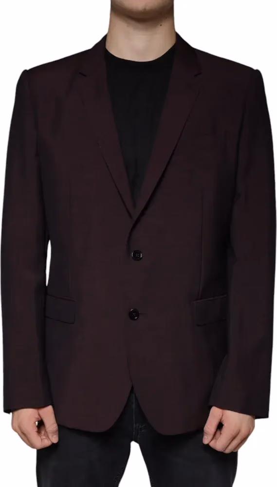 Dolce & Gabbana Bordeaux Wool Single Breasted Dress Blazer