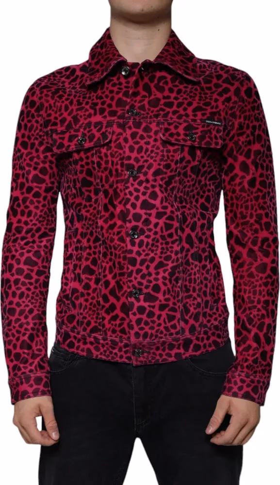 Dolce & Gabbana Fuchsia Leopard Button Down Collared Jacket