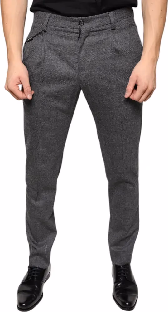Dolce & Gabbana Gray Check Tartan Wool Skinny Pants