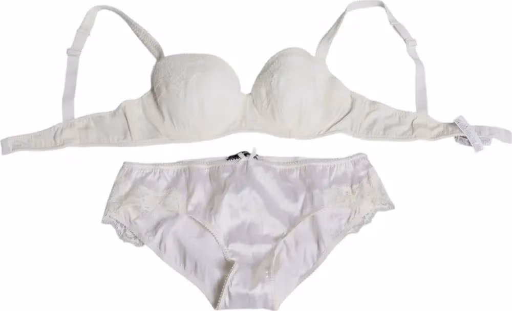 Dolce & Gabbana White Silk Stretch Panty Balconette Bra Underwear