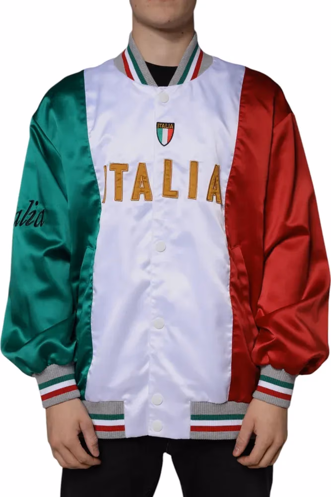 Dolce & Gabbana Multicolor Italia Button Down Bomber Jacket