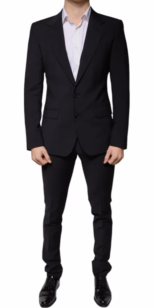 Dolce & Gabbana Black Wool 3 Piece Slim Fit Formal Men Suit