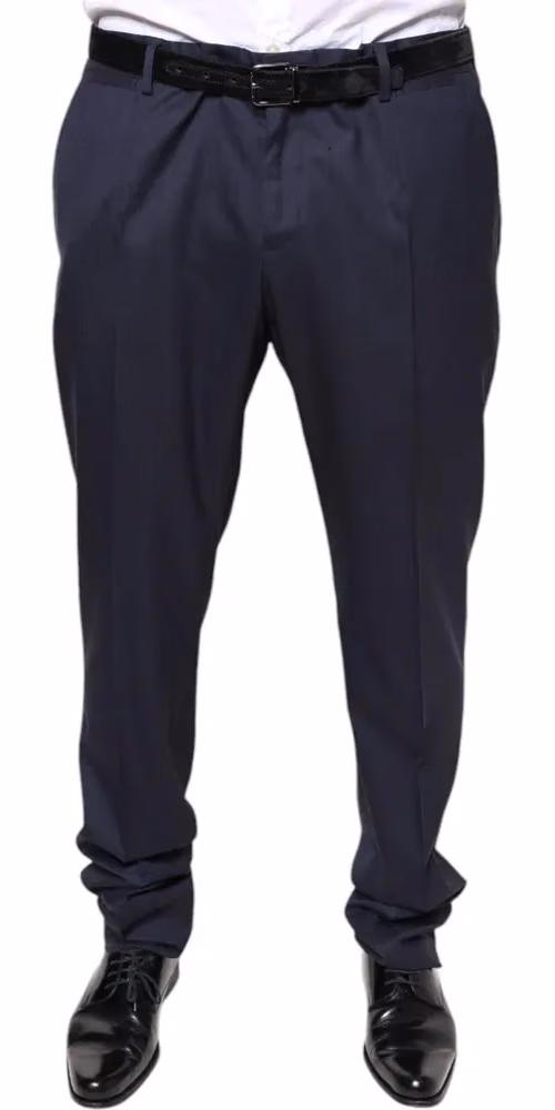 Dolce & Gabbana Blue Wool Skinny Formal Dress Pants