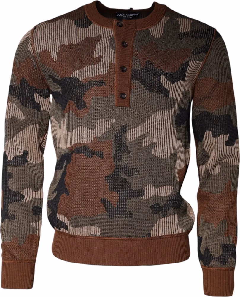 Dolce & Gabbana Multicolor Camouflage Men Pullover Sweater