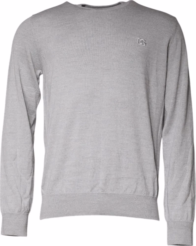 Dolce & Gabbana Light Gray Wool Crew Neck Pullover Sweater