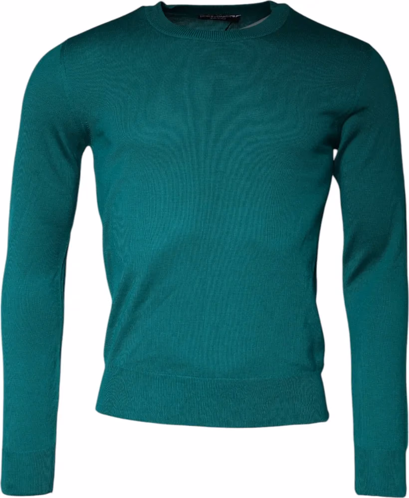 Dolce & Gabbana Green Wool Knit Crew Neck Pullover Sweater