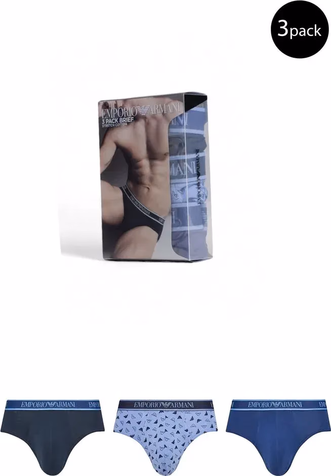 Emporio Armani Underwear Blue Cotton Briefs