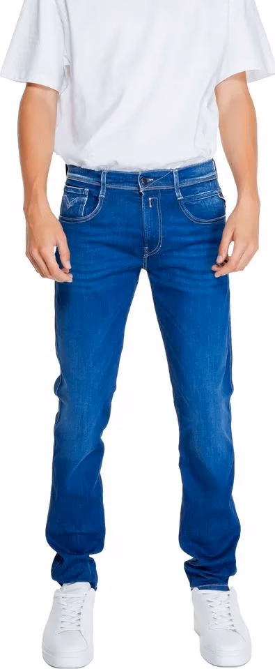 Replay Blue Cotton Relaxed Fit Jeans