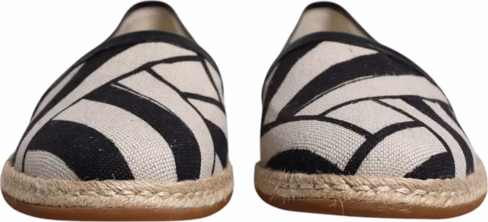 Dolce & Gabbana Black White Stripes Slip On Espadrille Shoes