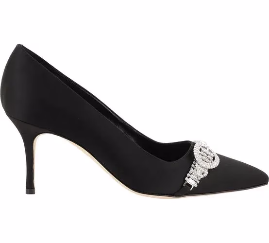 Manolo Blahnik Black Asapump Satin Pumps