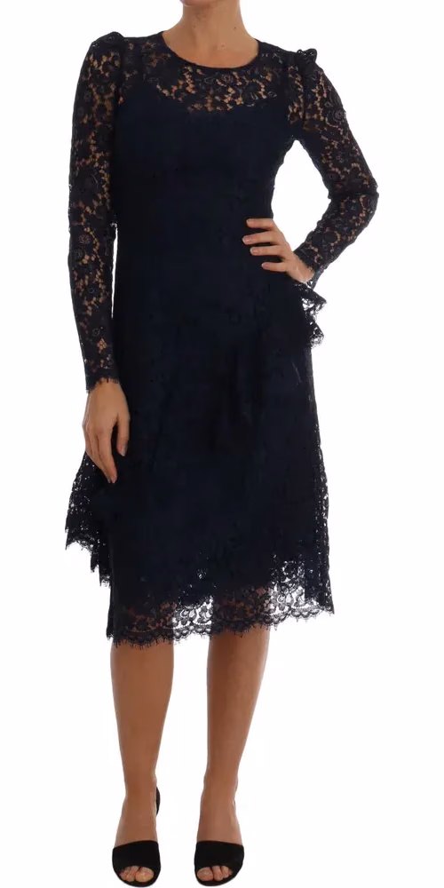 Dolce & Gabbana Blue Taormina Floral Lace Sheath Dress